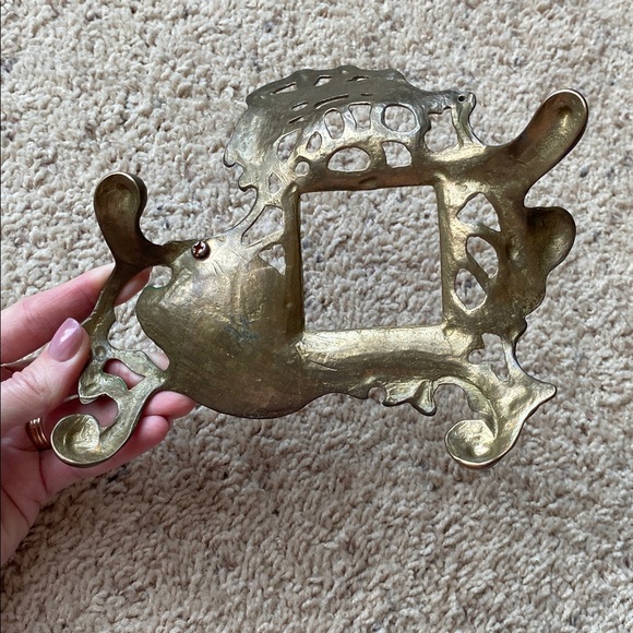 Vintage Brass Inkwell with Glass Insert - Picture 5 of 7